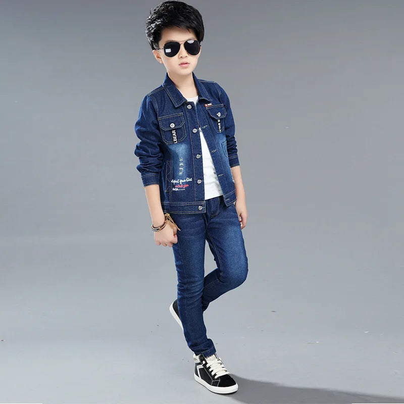 Children's Two Piece Set Kids Clothing Boys Denim Set in USA