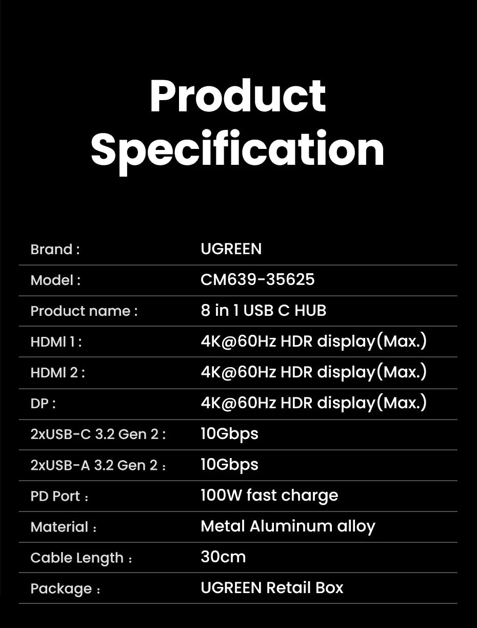 UGREEN Triple Display USB C HUB HDMI Adapter Splitter in USA.