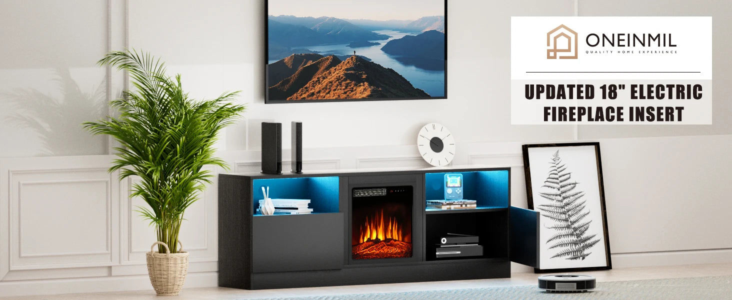 TV Stand Electric Fireplace, Entertainment Center, IN USA.