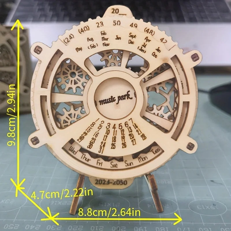 Wooden Puzzle Perpetual Calendar Mechanical Gears Toy in USA