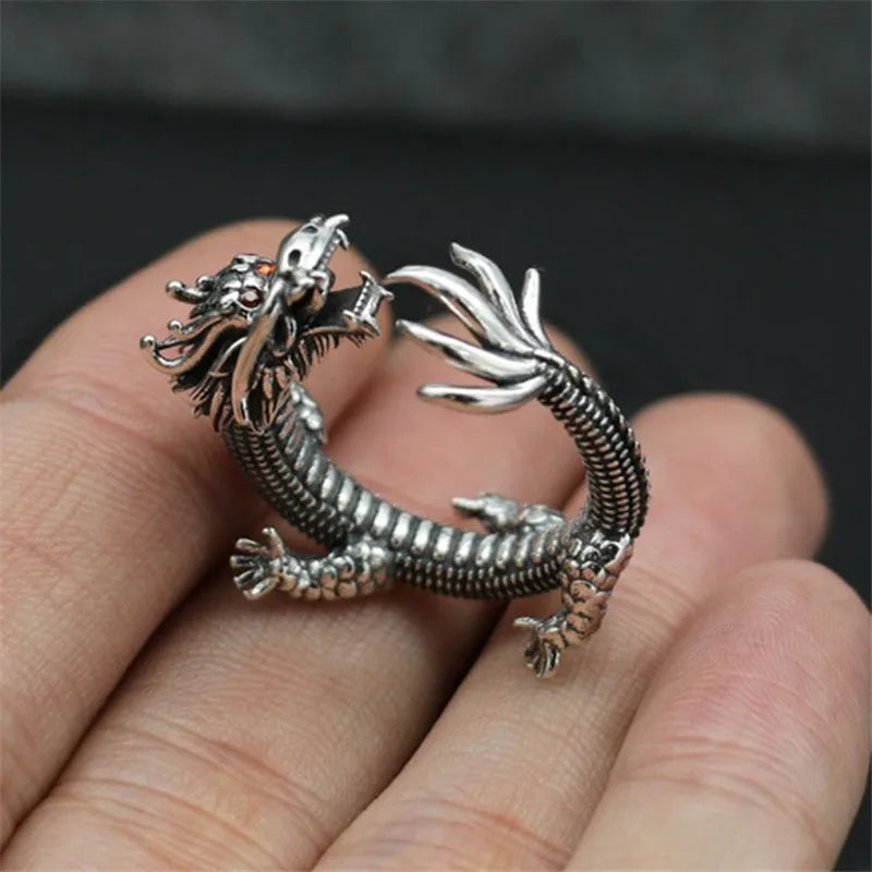 Jisensp Gothic Punk Dragon Ring Men Retro Viking Animal in USA