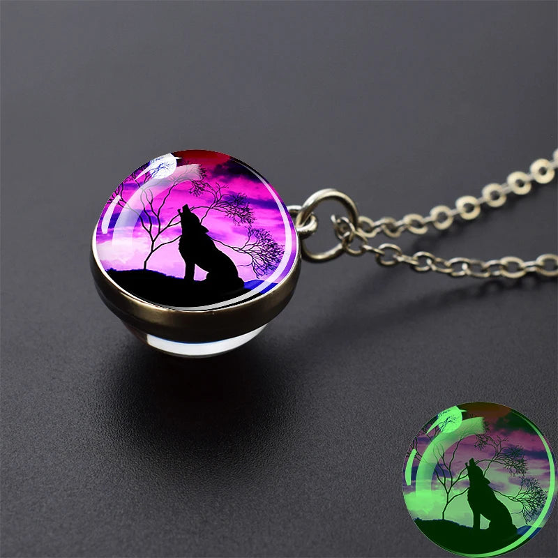 Glow Dark Wolf Necklaces Howling Wolf Head in USA