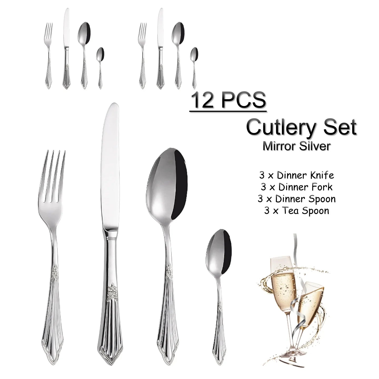 PCS Luxury Gold Plated Flatware Set Dishwasher Safe