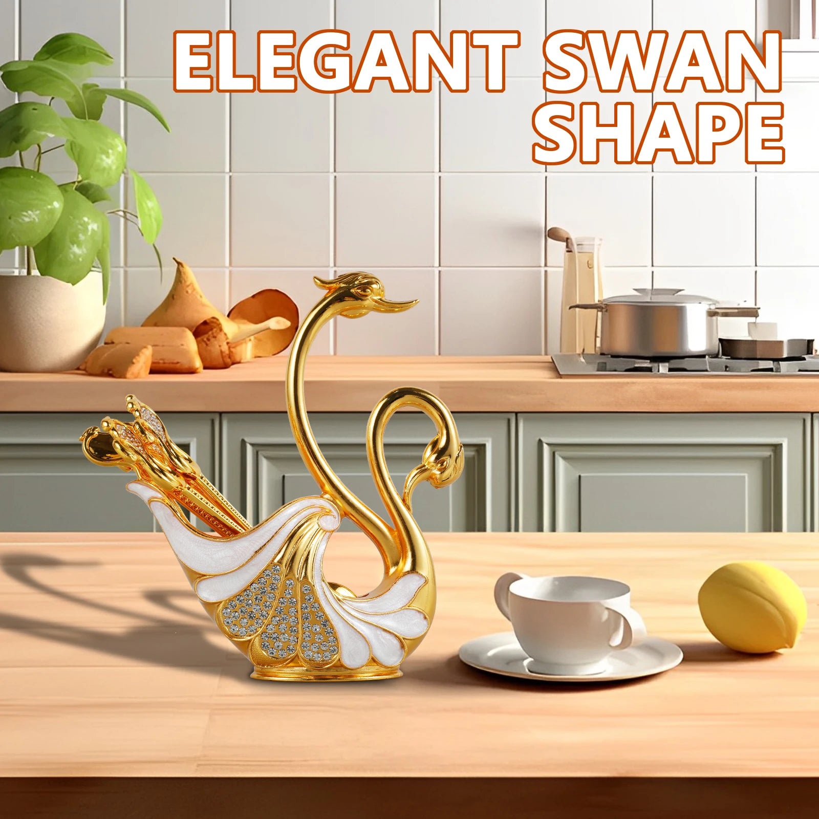 Spoon Set Elegant Coffee Spoon Zinc Alloy Swan Base in USA