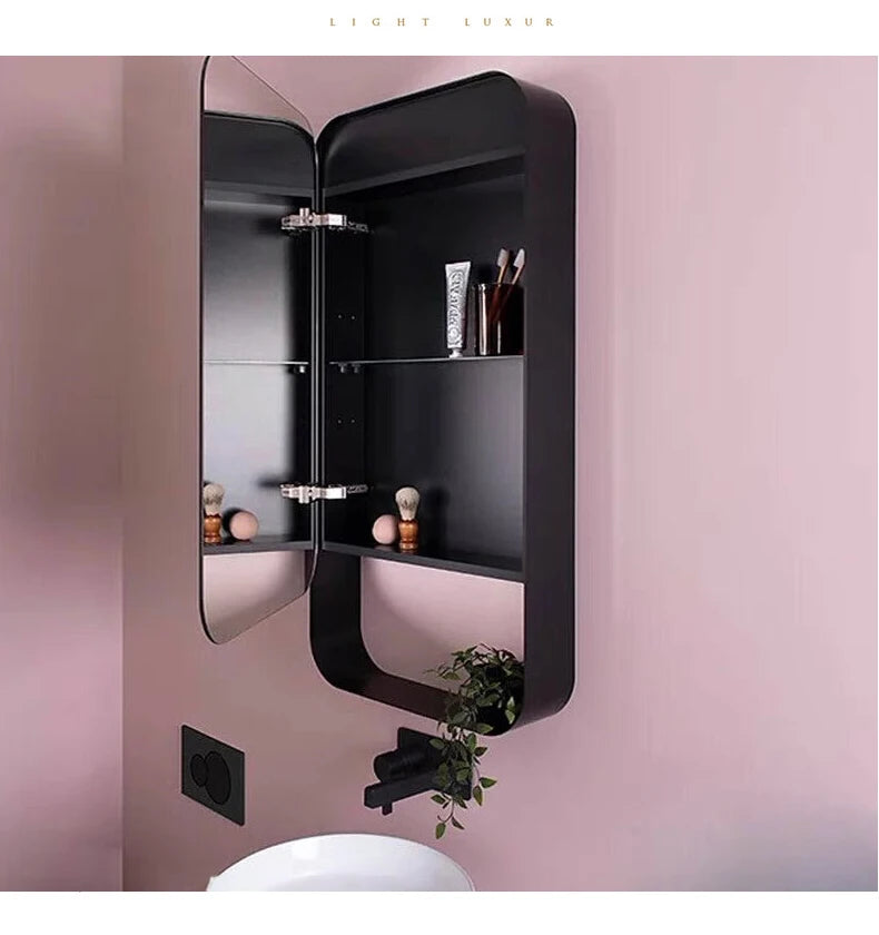 Mirror Drawer Bathroom Moon Led Light Half Dressing Storage in USA.