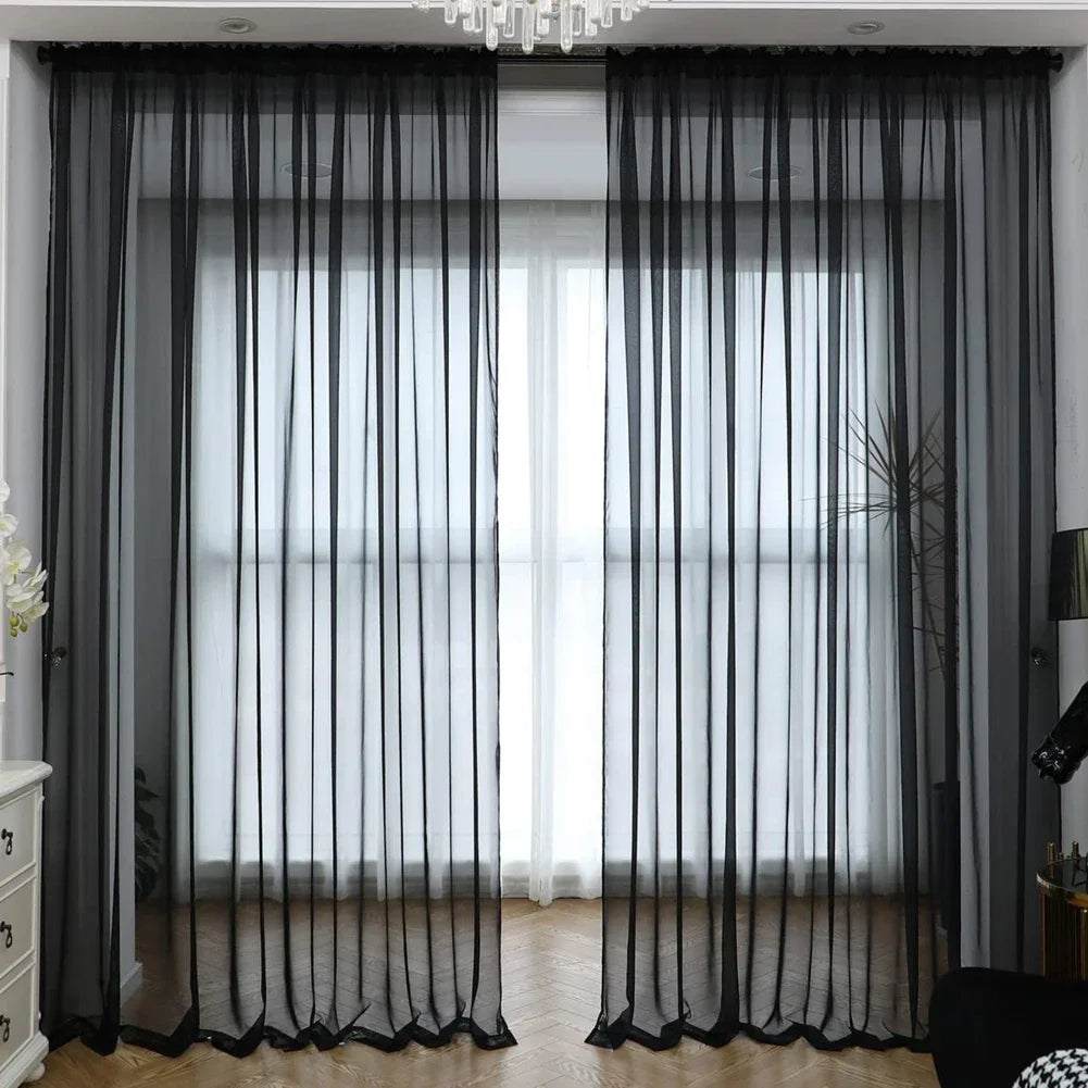 White/Cream/Grey Tulle Curtains Living Room Decoration in USA