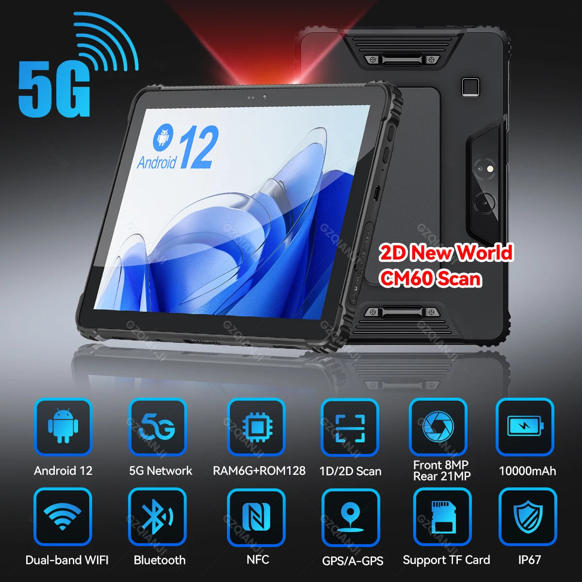 5G Industrial Android 12 Tablet Rugged PDA Triple Defence in USA.