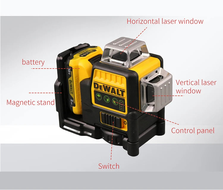 Dewalt 3 Sides*360 Degree Vertical 12 Lines Laser Level Horizontal Gre