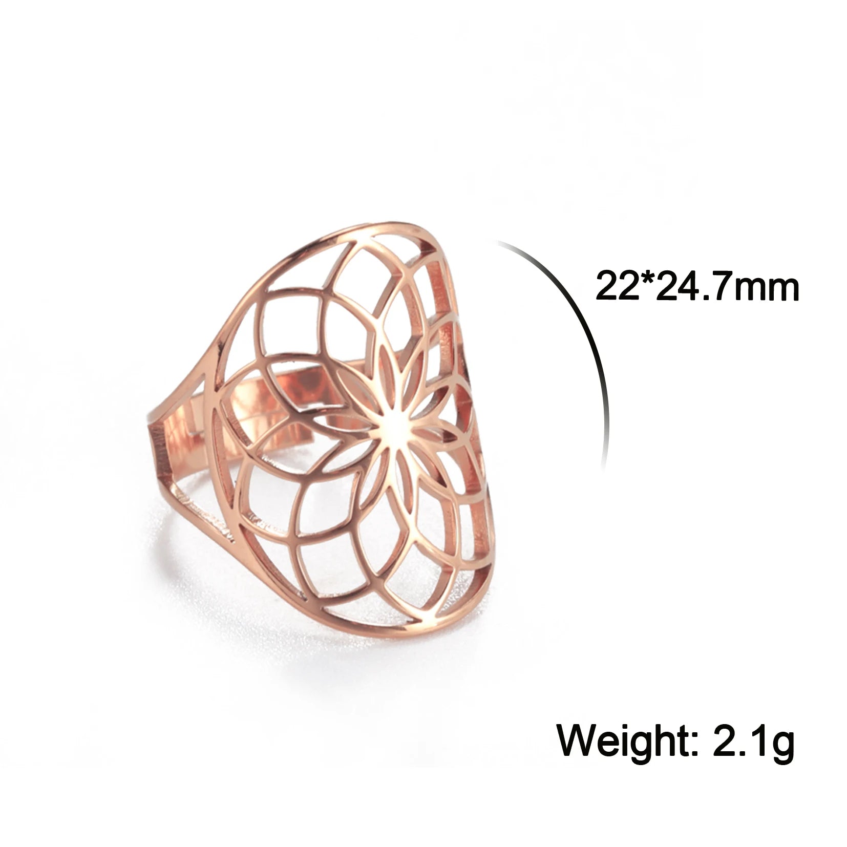 Unift Scared Geometry Flower Life Ring Adjustable Stainless Steel Ring in USA