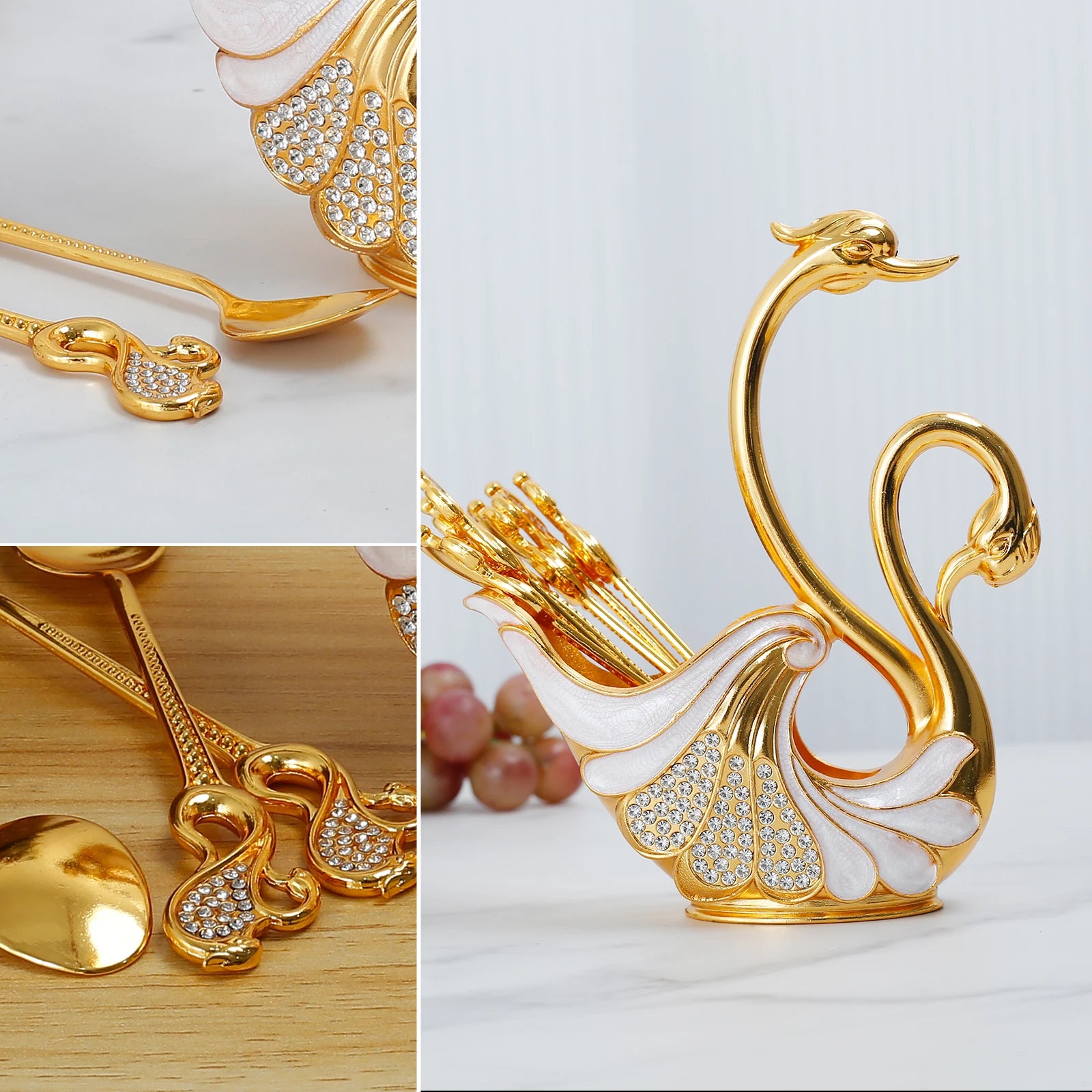 Spoon Set Elegant Coffee Spoon Zinc Alloy Swan Base in USA