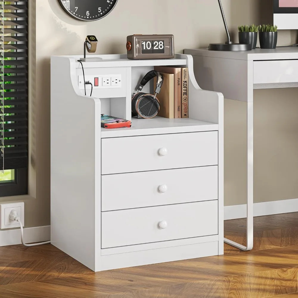 Nightstand Charging Station, Stand Hutch,Bedside Table IN USA.