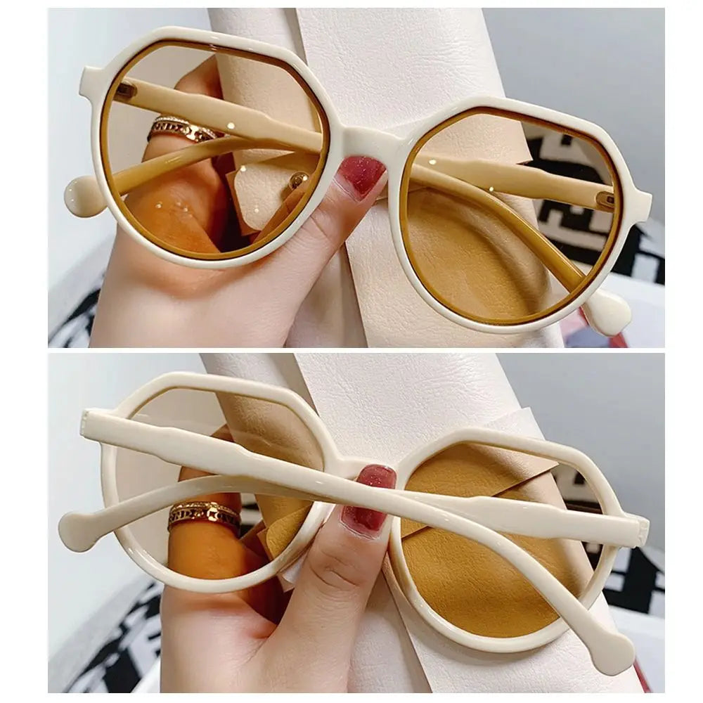 Fashion Jelly Women's Sunglasses Unique Beige Round in USA