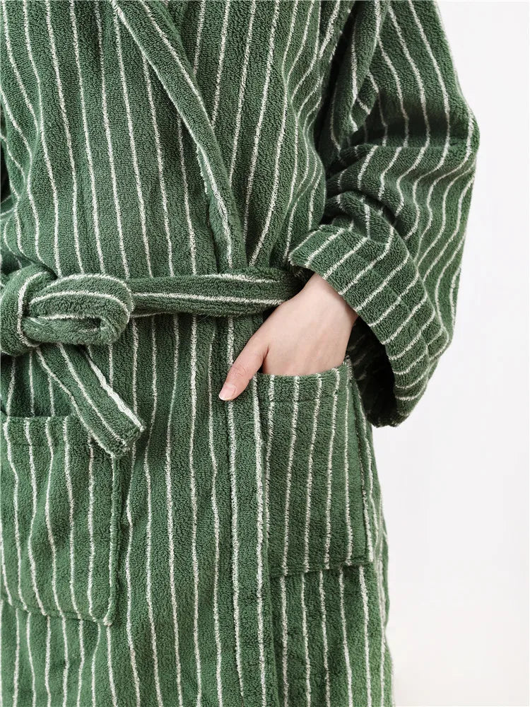 Fashion Striped Bathrobes Soft Cozy Absorbent Bath Towel