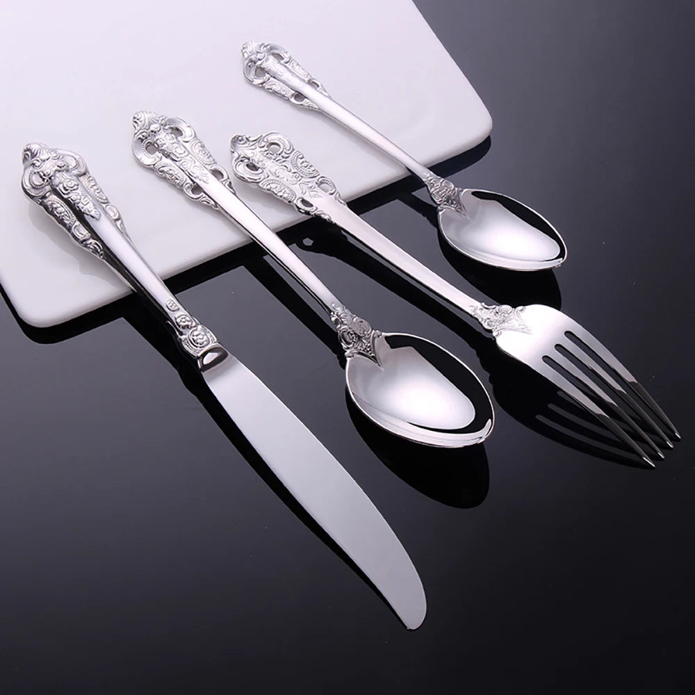 stainless steel Gold Cutlery Set Vintage Western Dinnerware