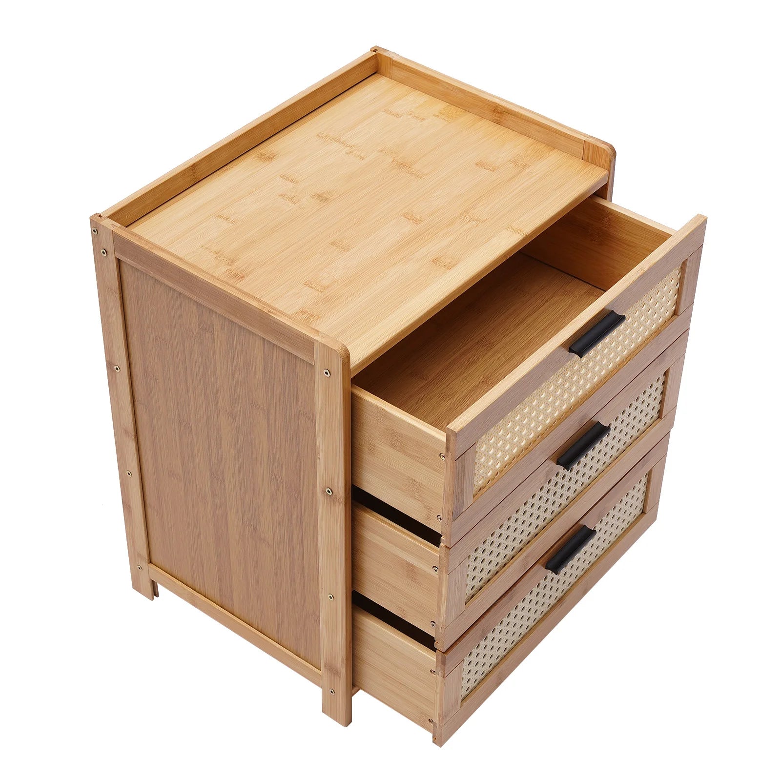 Drawer Modern Bamboo Nightstand Side Table Bedroom IN USA.