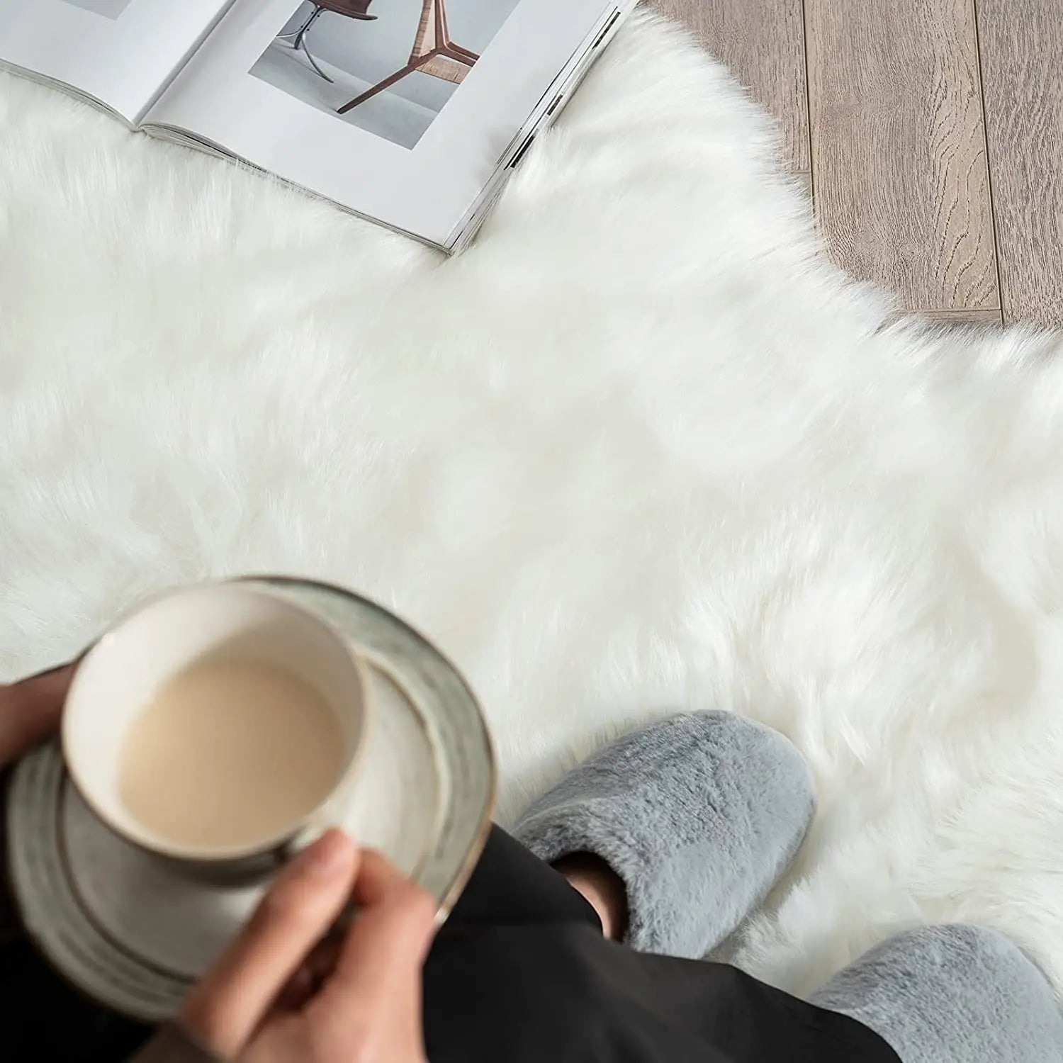 Soft Sheepskin Bedroom Carpet Imitation Wool Pad Long Hair