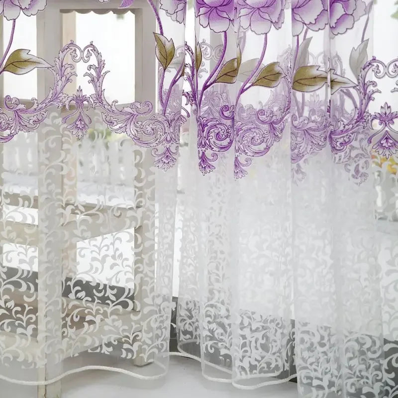 Peony Tulle Curtains Kitchen Door Window Living Room in USA