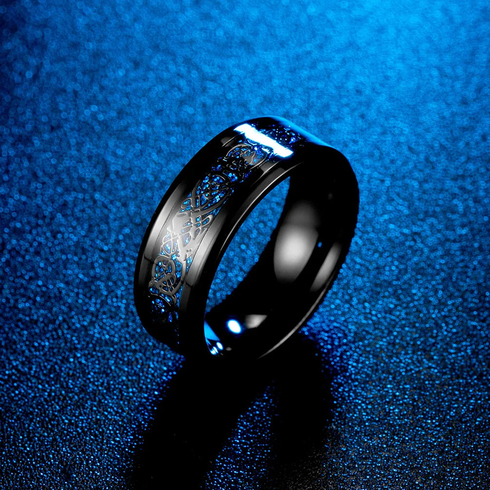 Punk Viking Dragon Black Tungsten Wedding Ring Set in USA