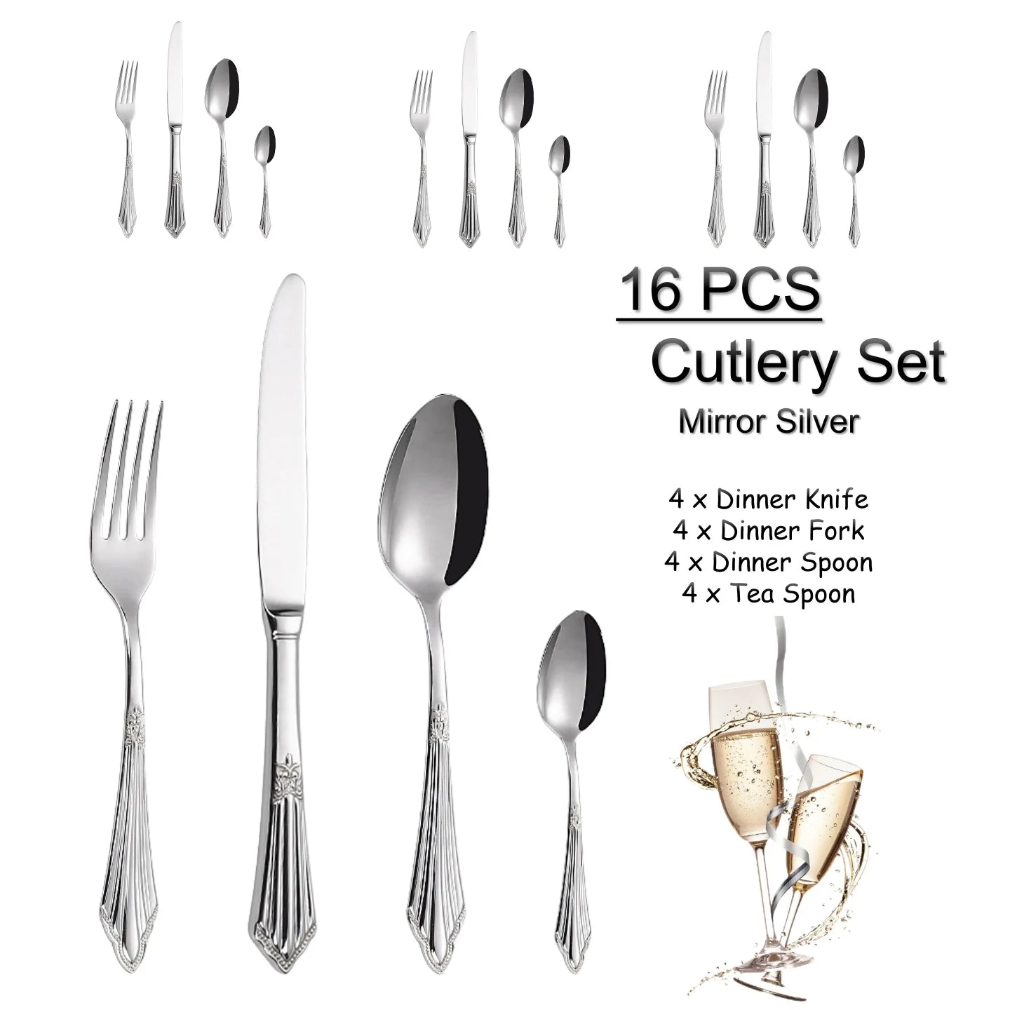 PCS Luxury Gold Plated Flatware Set Dishwasher Safe