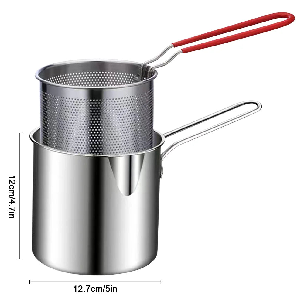 Deep Frying Pot with Strainer & Food Tongs Stainless in USA.