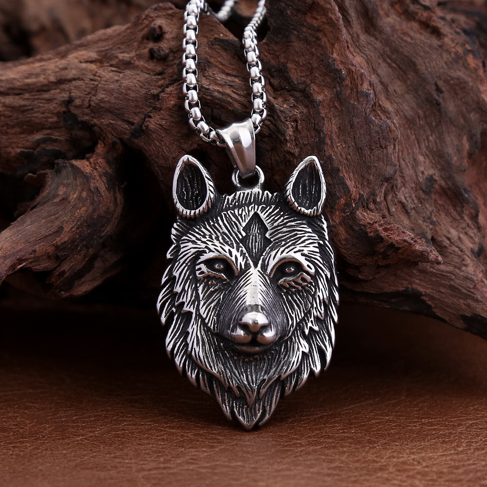 Fashion Vintage Viking Wolf Head Pendant Men Boy Pun in USA