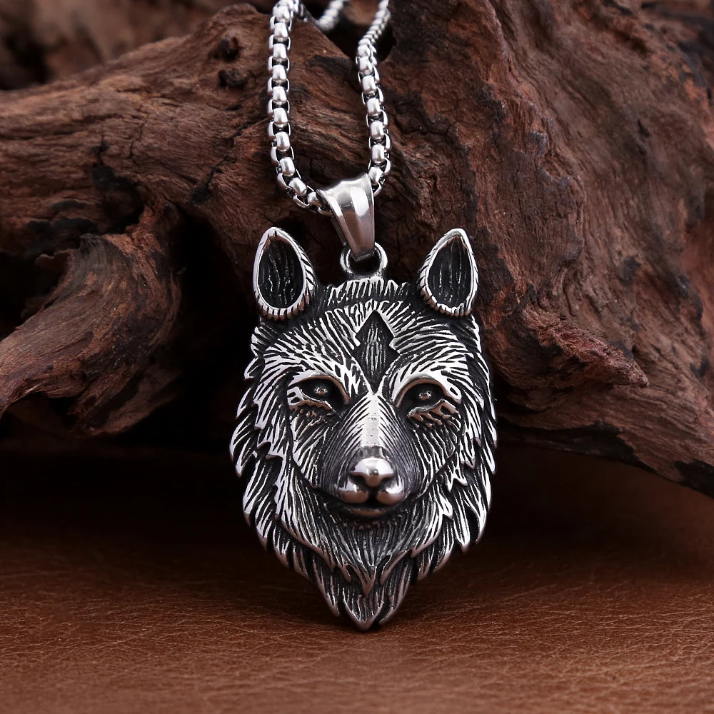 Fashion Vintage Viking Wolf Head Pendant Men Boy Pun in USA