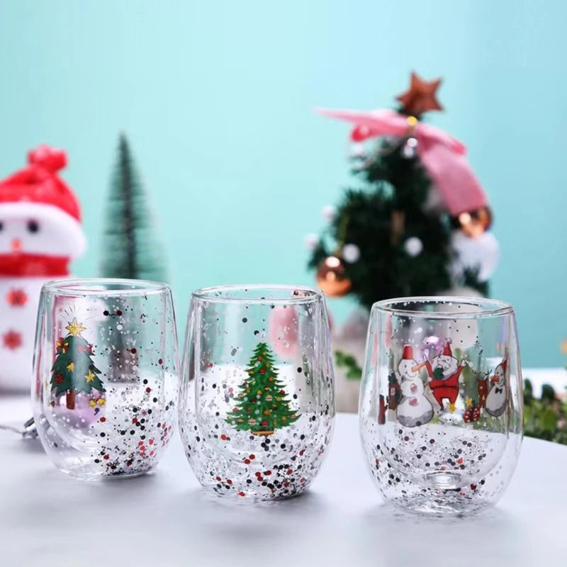 Insulated Double Walled Glass Coffee Christmas Water Cup in USA.