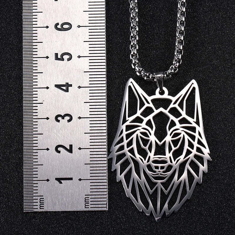 Men's Stainless Steel Hollow Wolf Head Pendant Necklace in USA