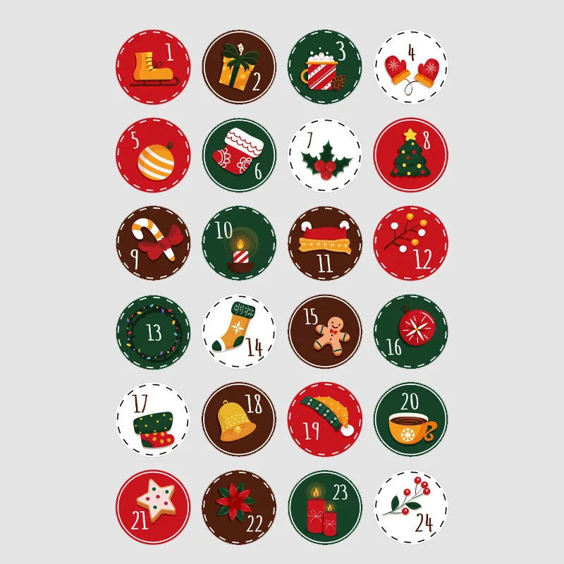 Christmas Countdown Gift Number Stickers Label Advent Calendar Xmas Gi