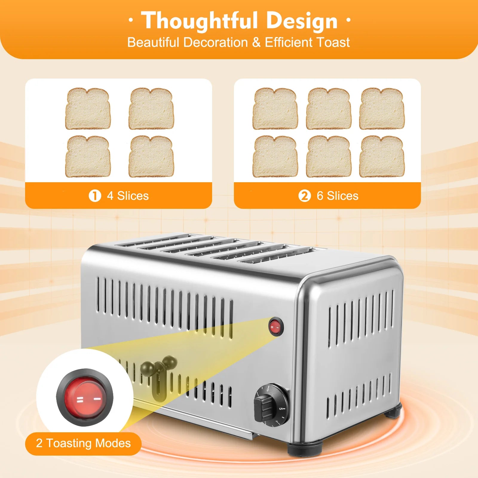 Commercial Toaster Slices Stainless Steel Pop-Up Electric in USA.