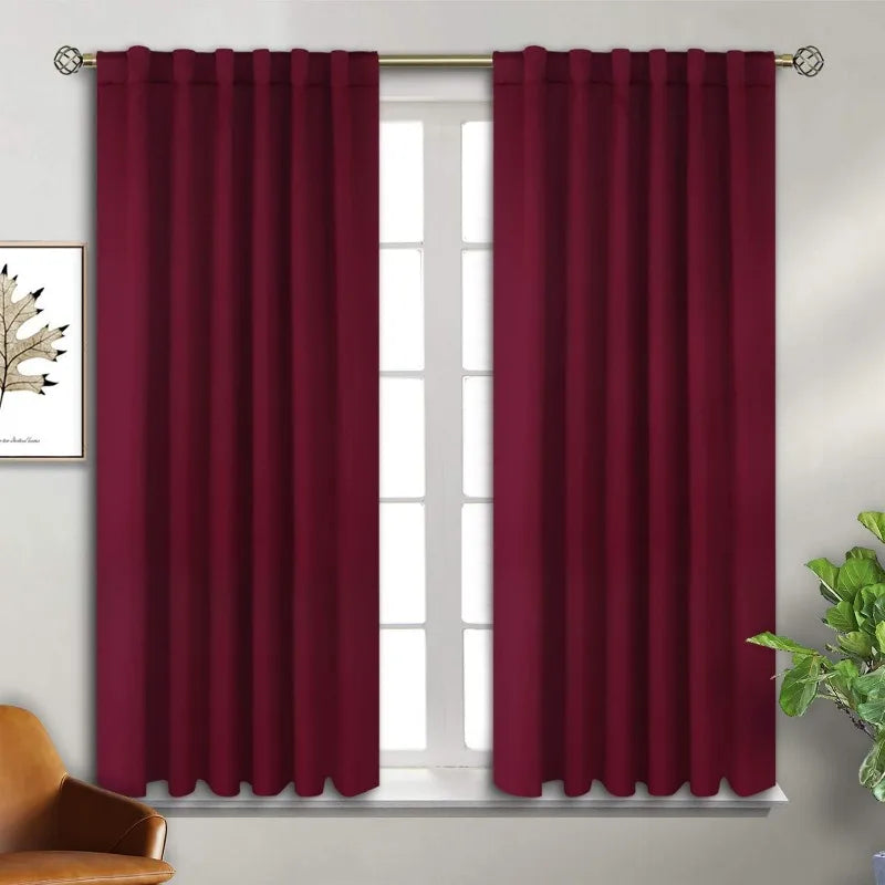 Navy Blue Elegant Blackout Curtains Rod Pocket in USA