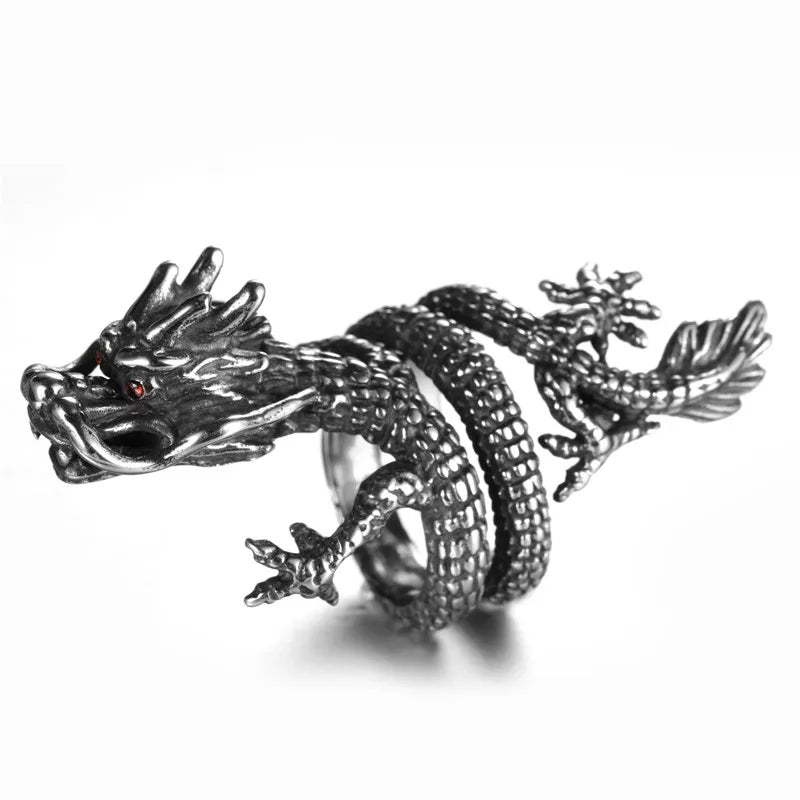 Jisensp Gothic Punk Dragon Ring Men Retro Viking Animal in USA