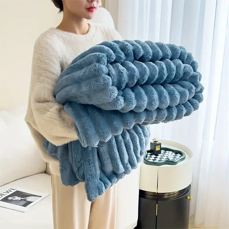 Light luxury Solid Color Multifunctional Rabbit Velvet Blanket in USA