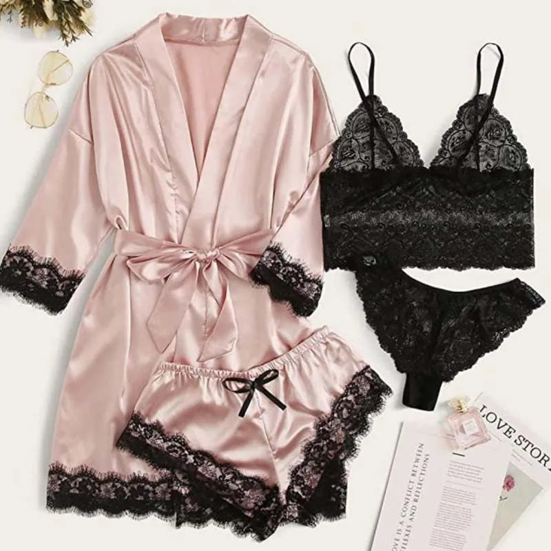 Woman Sleepwear Pajamas Ser Robe Sexy Lace in USA