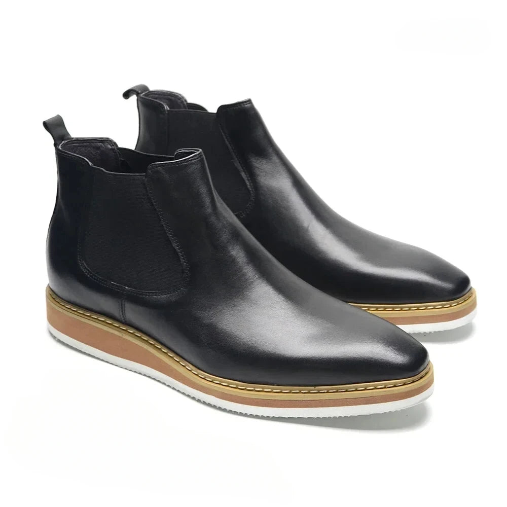 British Style Cow Genuine Leather Men's Chelsea Ankle Boots in USA