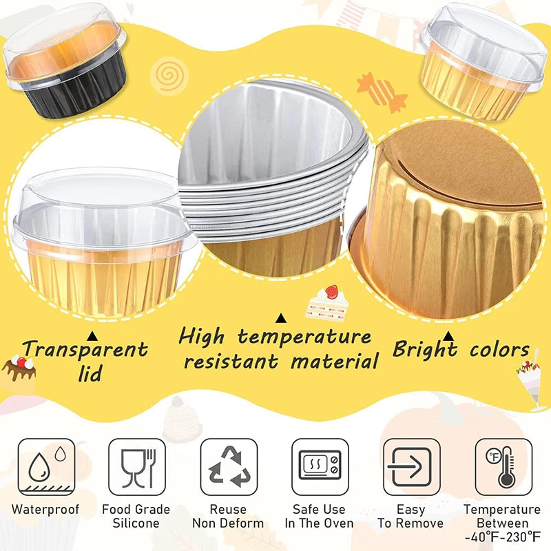 Disposable Mini Baking Cups Aluminium Foil Cake Pans in USA.