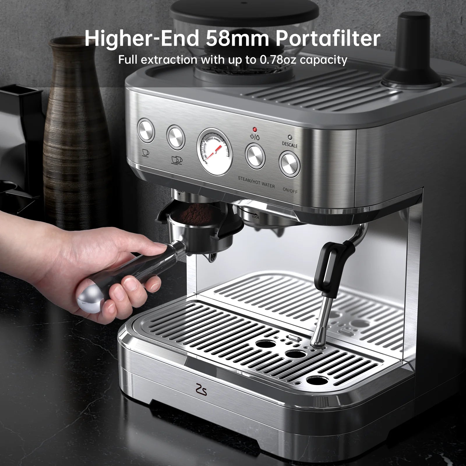 Automatic Coffee Machine Milk Frother Grinder, IN USA.