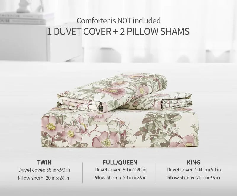 Duvet Cover, Thread Count Cotton Printed Luxury Floral Comforter