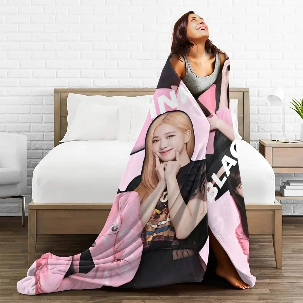 Music Idol Black-Pinks Girl Blankets Flannel All Season in USA