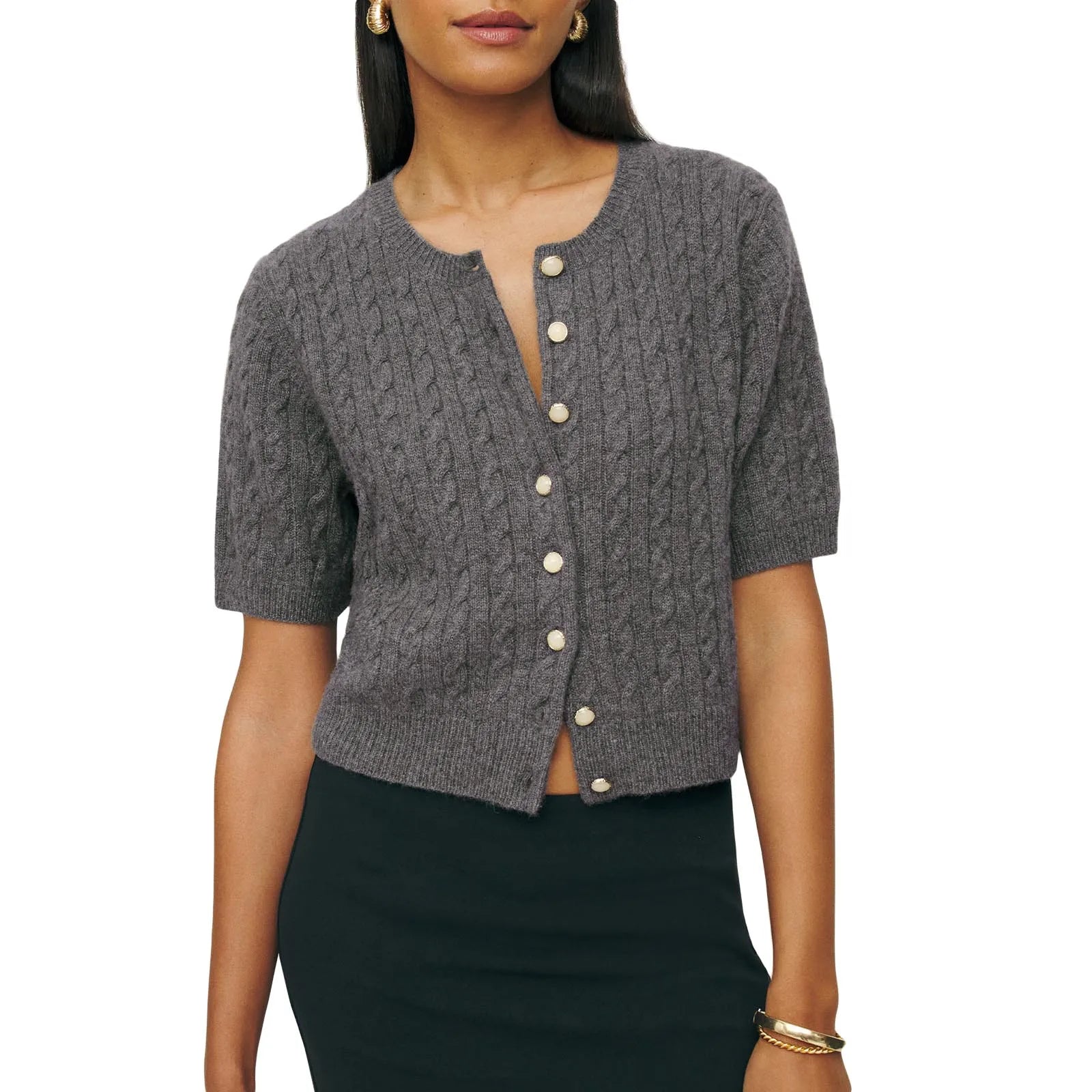 Elegant Women s Cashmere Cardigan with V-Neckline IN USA.