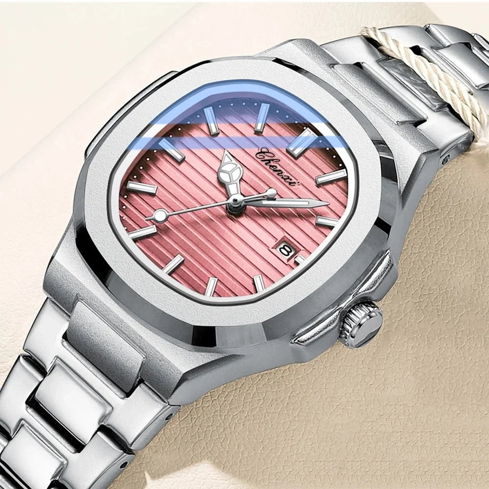 Women's Quartz Watch Pink Fashion Striped Dial in USA