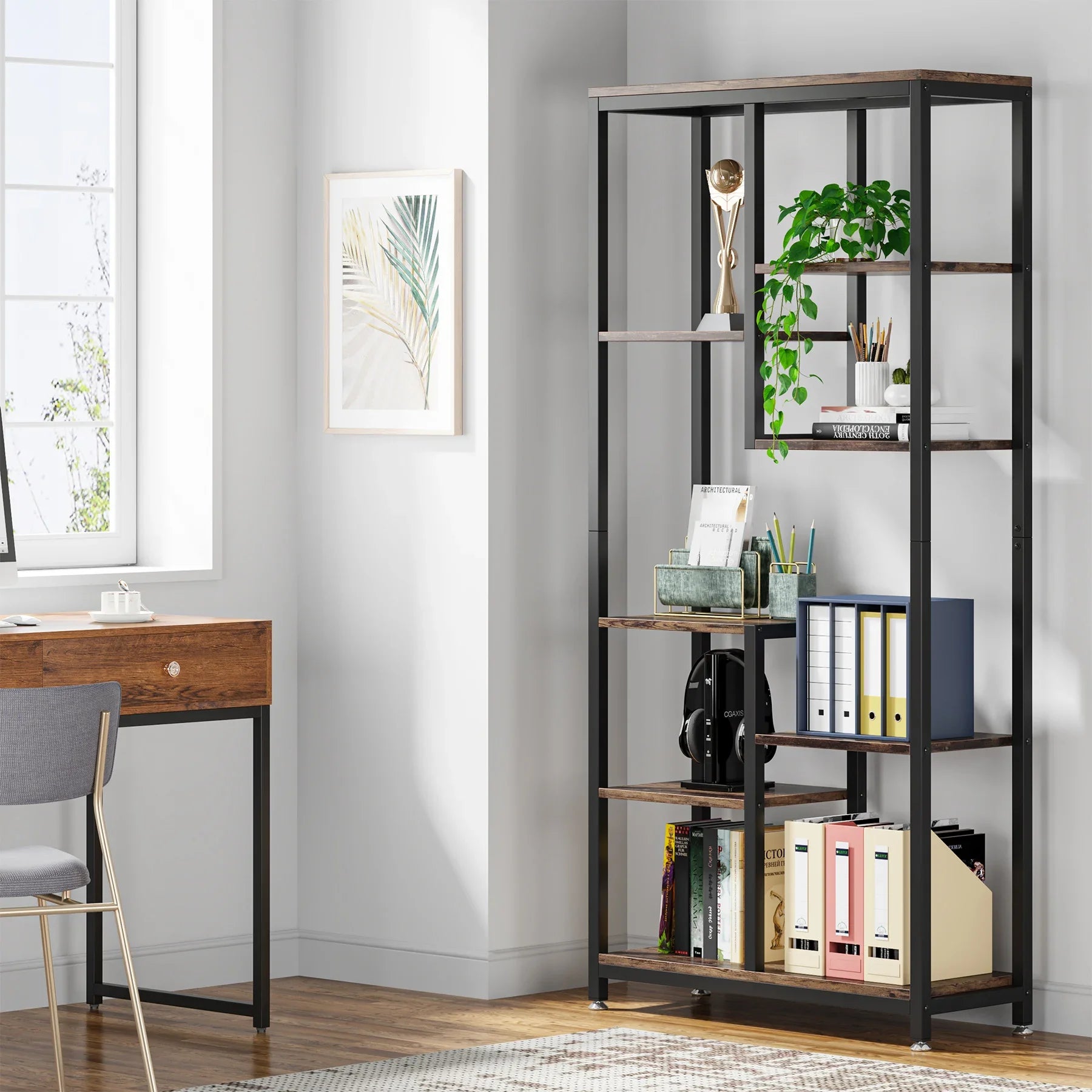 Bookshelf Bookcase, Industrial Open Bookcase Storage IN USA.