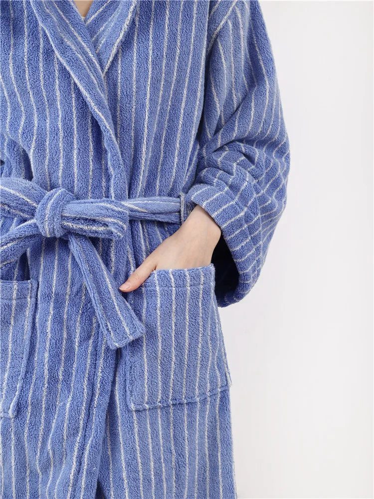 Fashion Striped Bathrobes Soft Cozy Absorbent Bath Towel