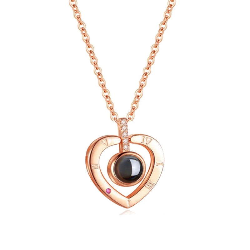 Love Heart Necklace I Love You Projection Pendant Jewelry in USA