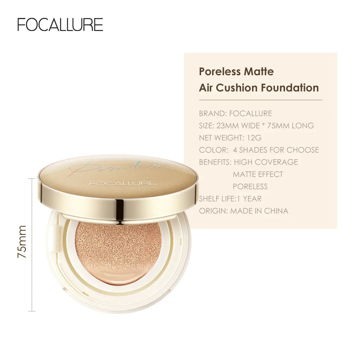 FOCALLURE Waterproof Matte Air Cushion Poreless BB＆CC Cream in USA