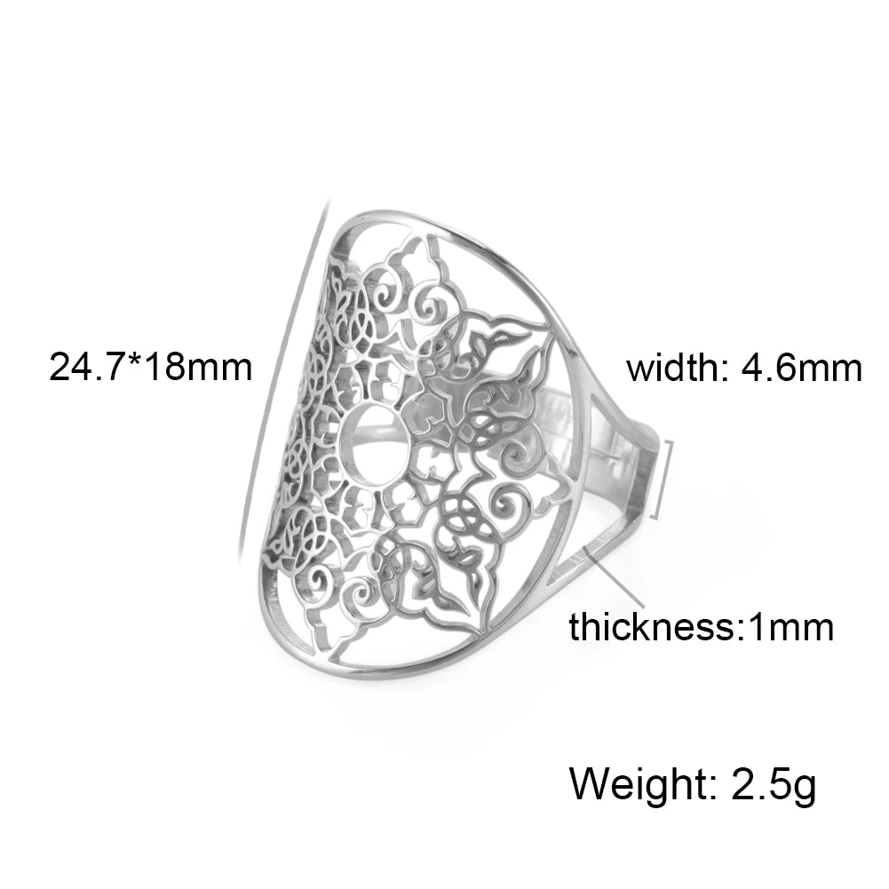 Unift Scared Geometry Flower Life Ring Adjustable Stainless Steel Ring in USA