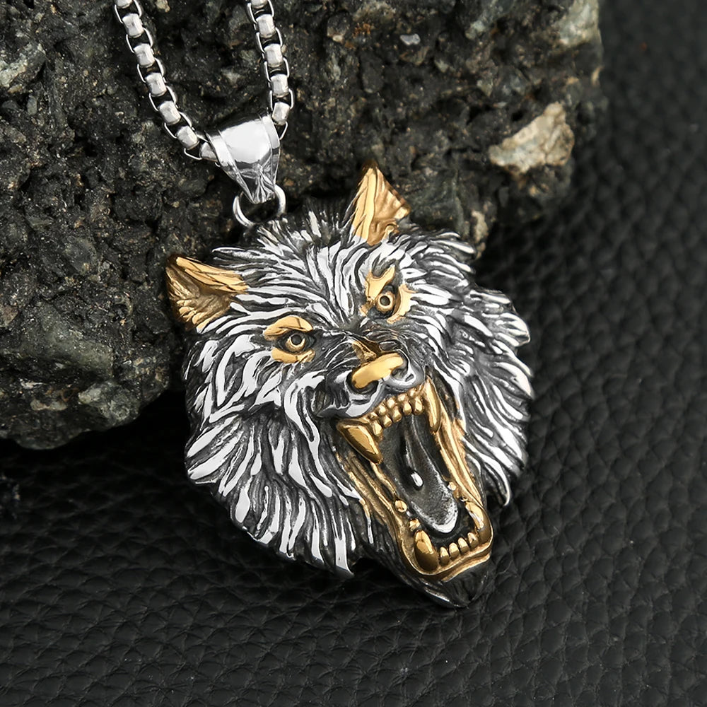 Vintage Nordic Mythology Odin Wolf Pendant Necklace in USA