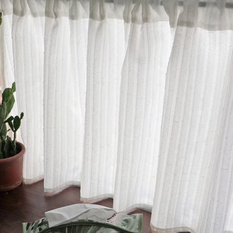 White Kitchen Sheer Valance Curtains Voile Sheer Cafe Window Curtain in USA