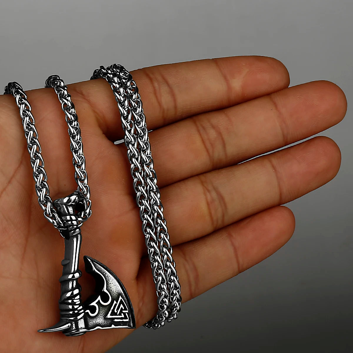 Stainless Steel Viking Axe Pendant Necklace Men's Celtic Valknut in USA