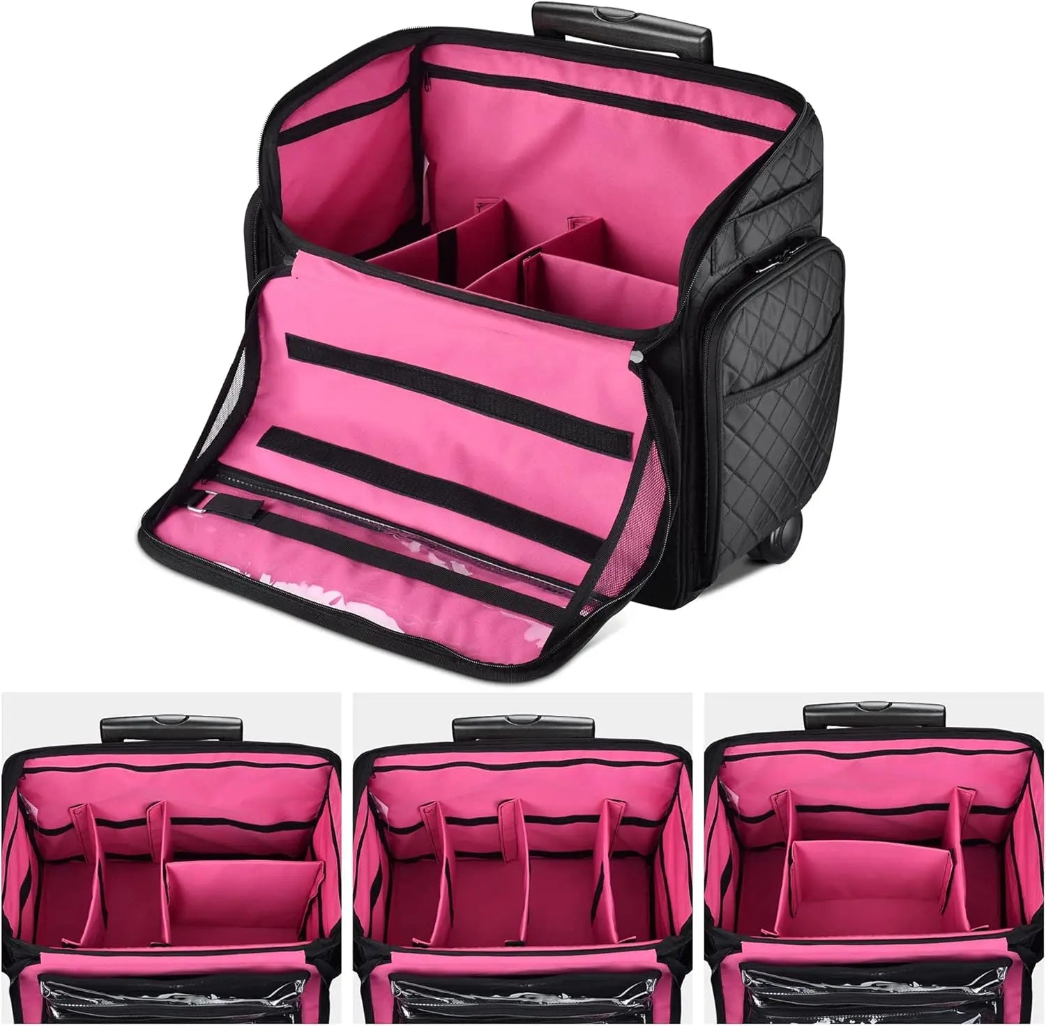 Rolling Makeup Train Case Hairstylist Traveling Bag in USA